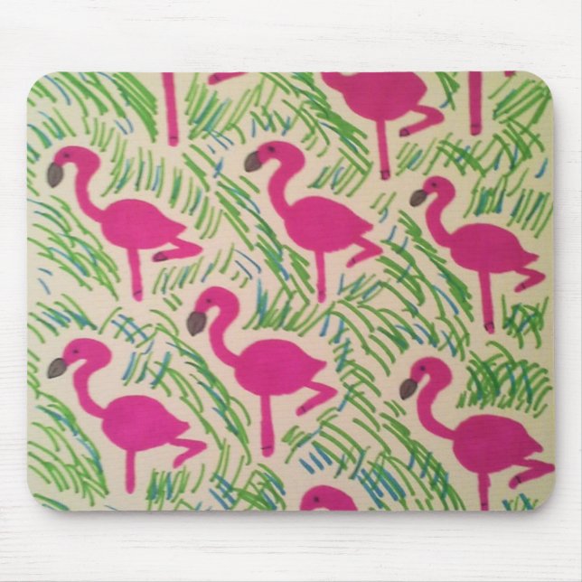 Pink Flamingos Tropical Pattern Mouse Mat (Front)