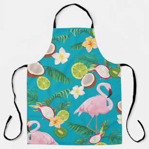 Pink Flamingos: Tropical Seamless Pattern Apron