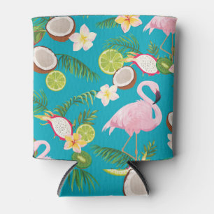 Pink Flamingos: Tropical Seamless Pattern Can Cooler