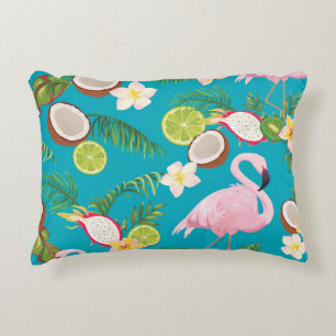 Pink Flamingos: Tropical Seamless Pattern Decorative Cushion