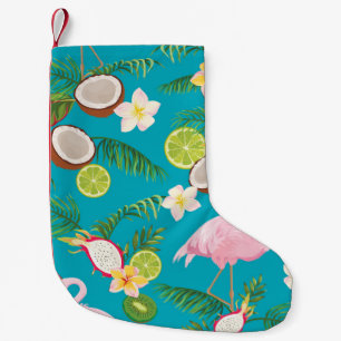 Pink Flamingos: Tropical Seamless Pattern Small Christmas Stocking