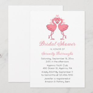 Pink Flamingos Tropical Summer Beach Bridal Shower Invitation