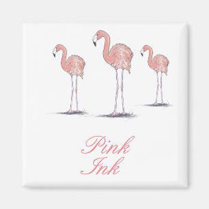 Pink Flamingos Tropical Themed square magnet