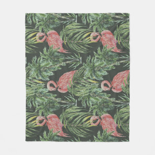 Pink flamingos, tropical vintage pattern. fleece blanket