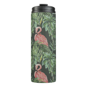 Pink flamingos, tropical vintage pattern. thermal tumbler