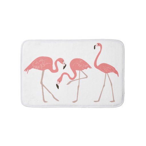 Image of Pink Flamingos Tropical Whimsy Bath Mat