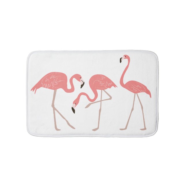 Pink Flamingos Tropical Whimsy Bath Mat (Front)