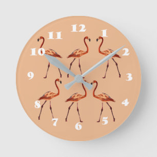 Pink Flamingos Wall Clock