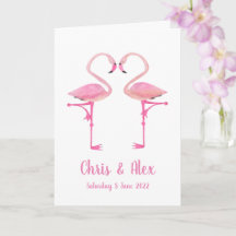 Pink flamingos wedding card