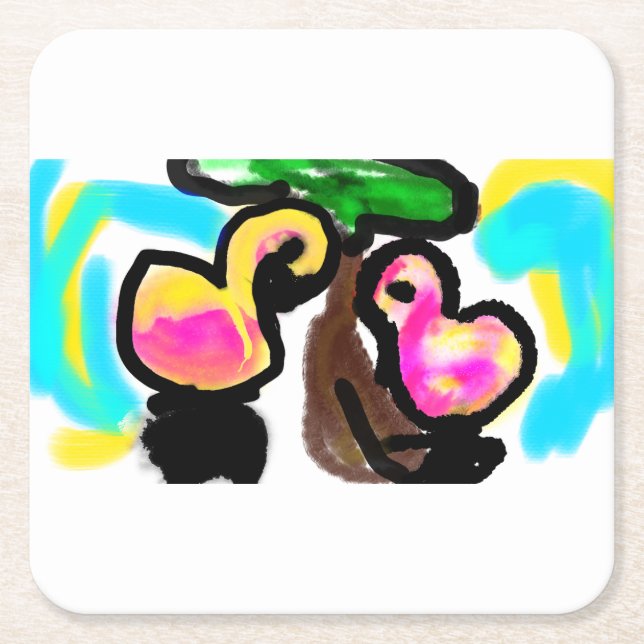Pink flamingos Wedding  Square Paper Coaster (Front)