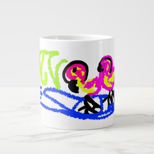 Pink flamingos wedding summer fun large coffee mug (Front)