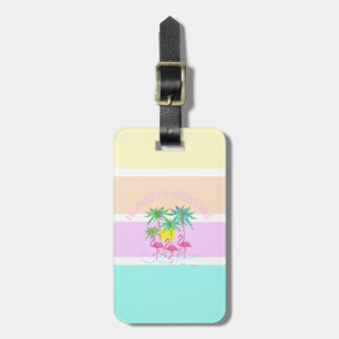 Pink Flamingos with Palms, Namaste Beaches, Cool Luggage Tag