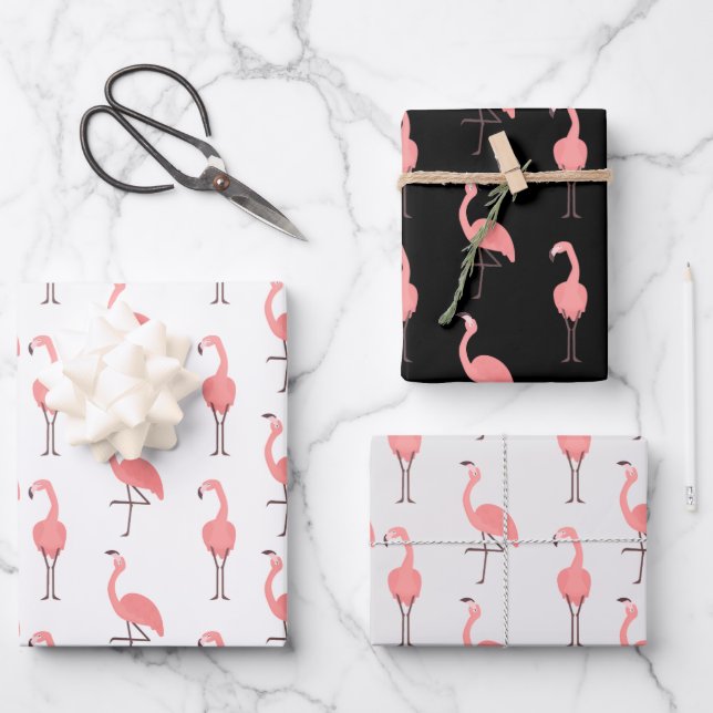 Pink Flamingos Wrapping Paper Sheet (Front)