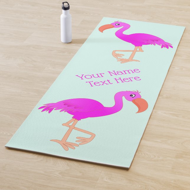 Pink Flamingos Yoga Mat Gift - Your Text Name (In Situ)