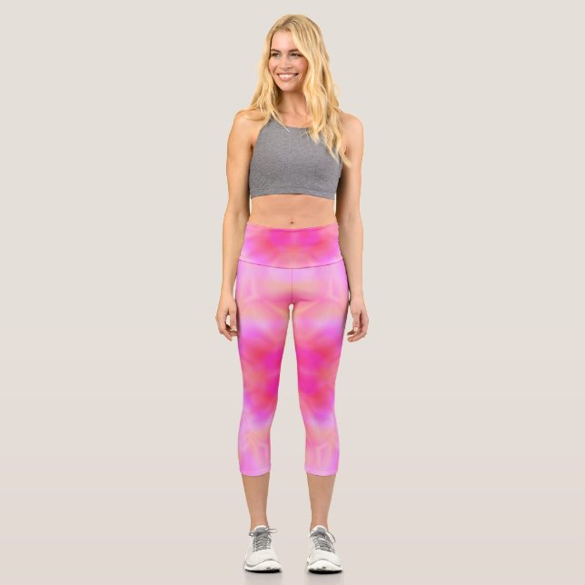 Pink Flare Capri Leggings (Front)