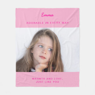 Pink Fleece Blanket With Photo