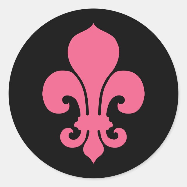 Pink Fleur de Lis Classic Round Sticker (Front)