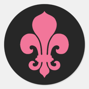 Pink Fleur de Lis Classic Round Sticker