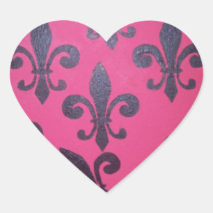 Pink Fleur De Lis Heart Sticker
