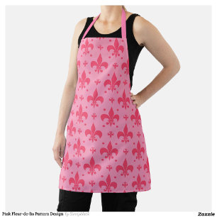 Pink Fleur-de-lis Pattern Design Apron