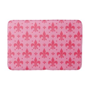 Pink Fleur-de-lis Pattern Design Bath Mat