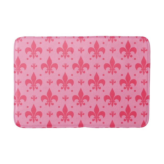 Pink Fleur-de-lis Pattern Design  Bath Mat (Front)