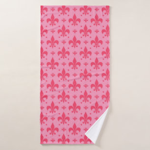 Pink Fleur-de-lis Pattern Design Bath Towel