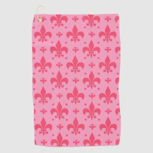 Pink Fleur-de-lis Pattern Design Golf Towel