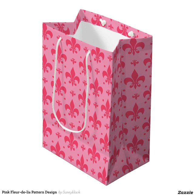 Pink Fleur-de-lis Pattern Design  Medium Gift Bag (Creator Uploaded)