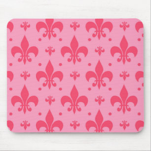 Pink Fleur-de-lis Pattern Design Mouse Mat