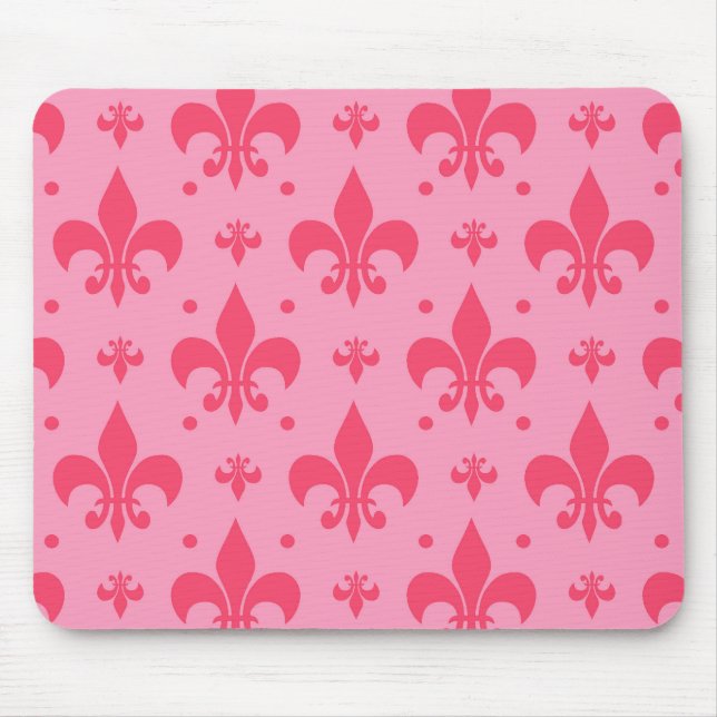 Pink Fleur-de-lis Pattern Design  Mouse Mat (Front)