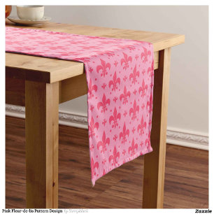 Pink Fleur-de-lis Pattern Design Short Table Runner