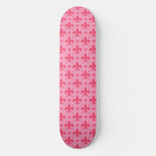 Pink Fleur-de-lis Pattern Design Skateboard