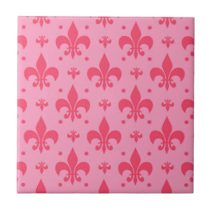 Pink Fleur-de-lis Pattern Design Tile