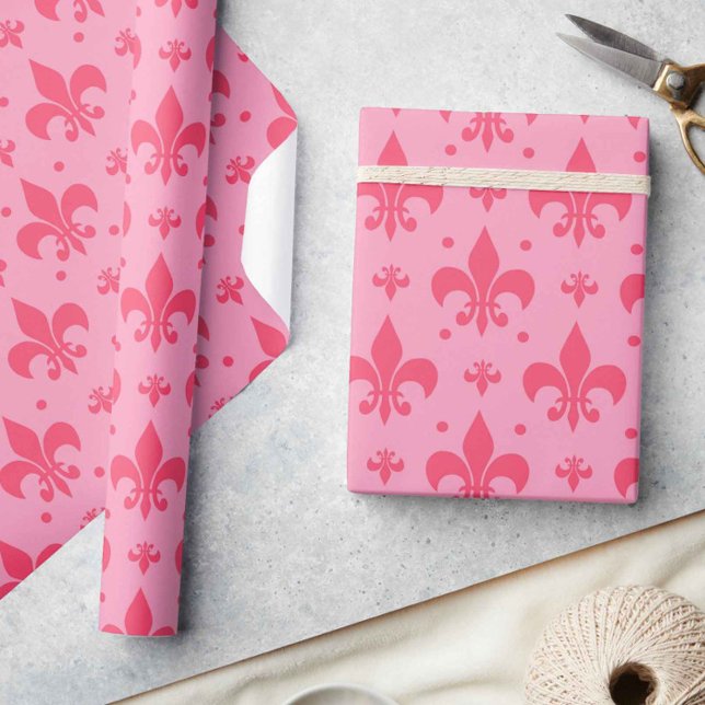 Pink Fleur-de-lis Pattern Design  Wrapping Paper (Creator Uploaded)