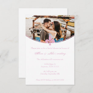 Pink Fleur de Lis Photo Bridal Shower Invite