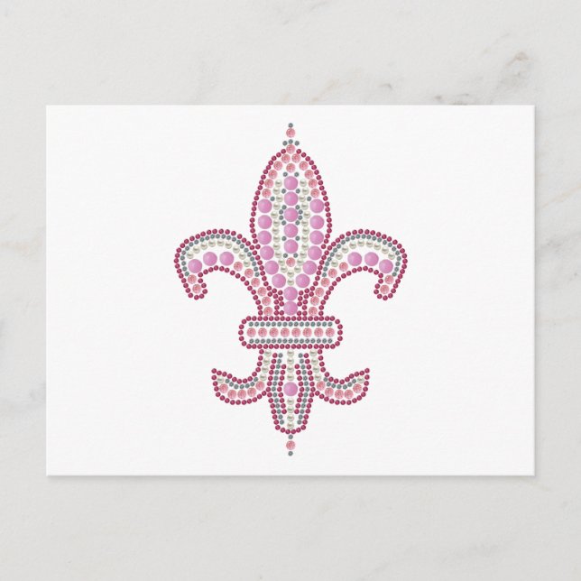 Pink Fleur de Lis Postcard (Front)