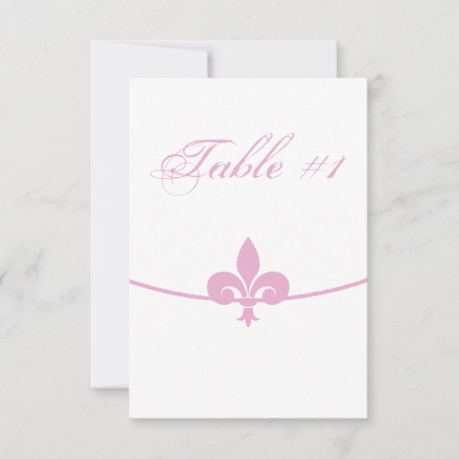 Pink Fleur de Lis Reception Table Card (Front)
