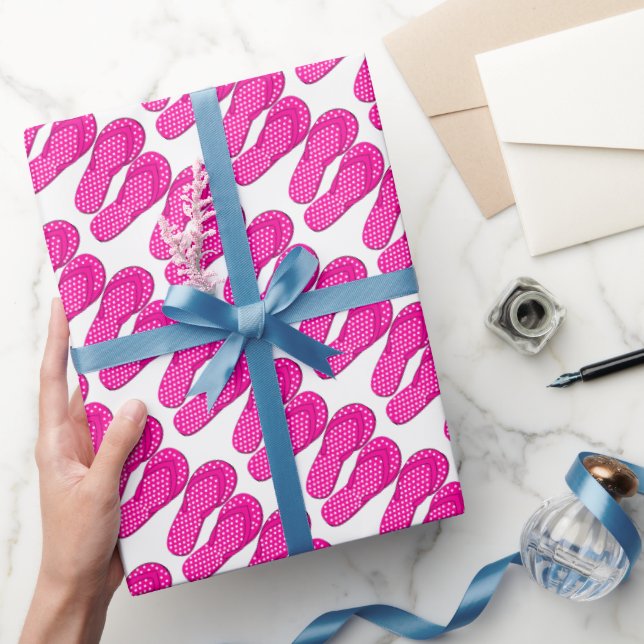 Pink flip flop beach themed wrapping paper (Gifting)