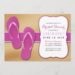 Pink Flip Flops in the Sand Bridal Shower Invite