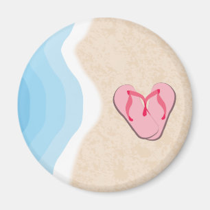 Pink Flip Flops on the Beach Magnet