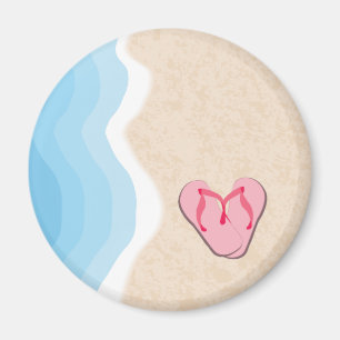 Pink Flip-Flops on the Beach Magnet
