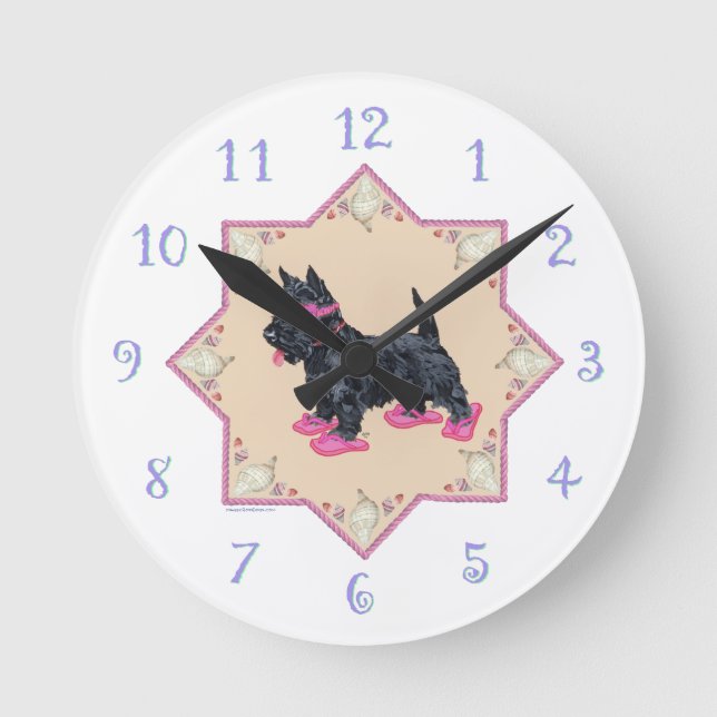 Pink Flip Flops Round Clock (Front)