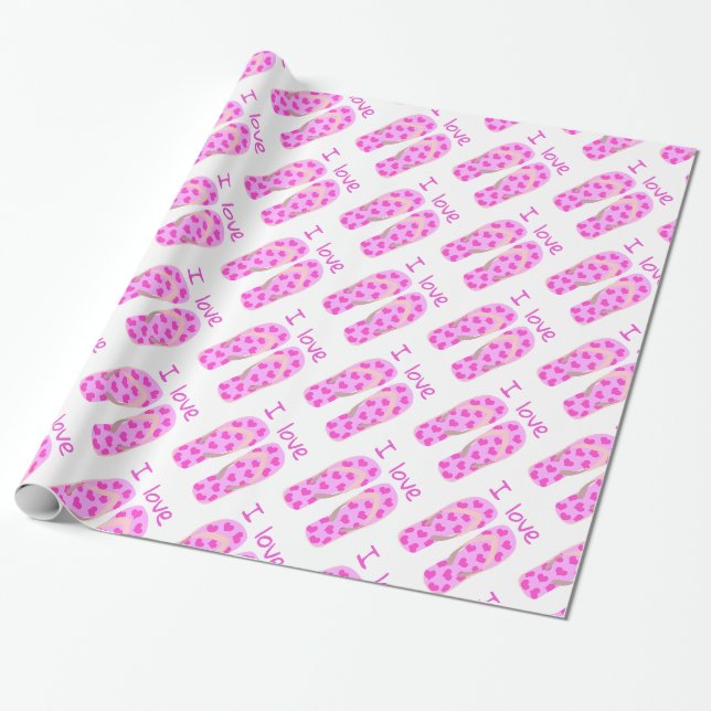Pink Flip-Flops Thunder_Cove Wrapping Paper (Unrolled)