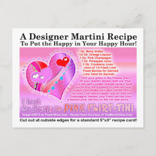 Pink Flirtini Valentine Martini Recipe Postcard