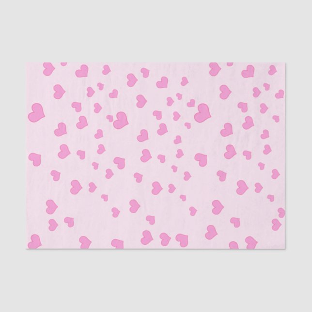 Pink Floating Hearts  Tissue Paper (Front)