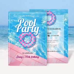 Pink Floaty Pool Party Invitation