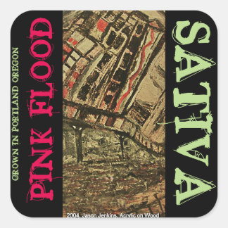 PINK FLOOD SATIVA SQUARE STICKER