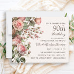Pink Floral 100th Grandmother 90th Birthday<br><div class="desc">Beautiful and elegant blush pink watercolor floral,  botanical 90th birthday party budget invitation for a "mother,  grandmother,  and friend". Contact me for assistance with your customisations or to request additional matching or coordinating Zazzle products for your party.</div>