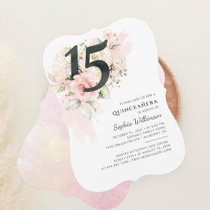 Pink Floral 15th Birthday Quinceanera Party Invitation